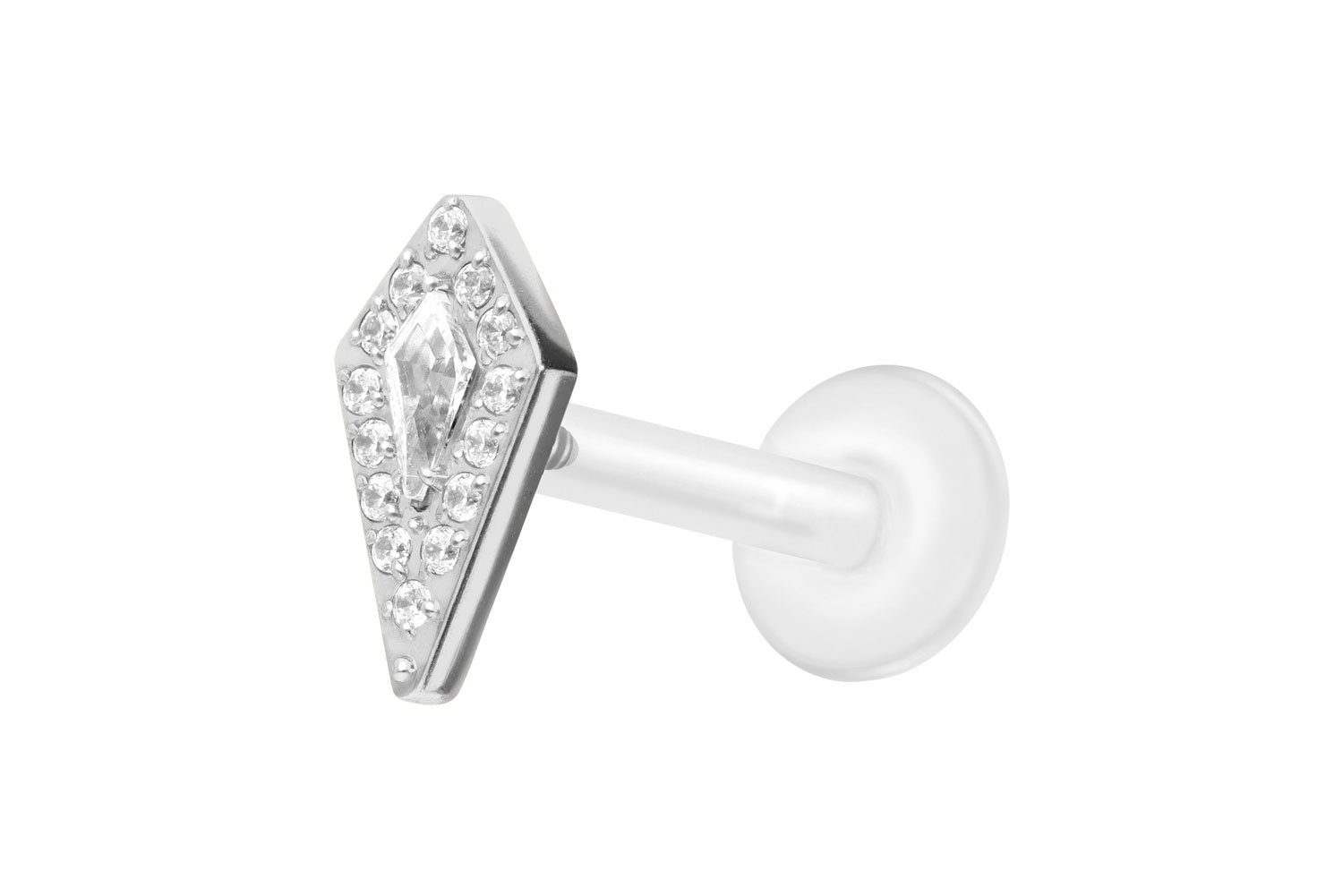 PTFE Labret Piercing mit Innengewinde + Titan-Aufsatz KRISTALLSCHILD